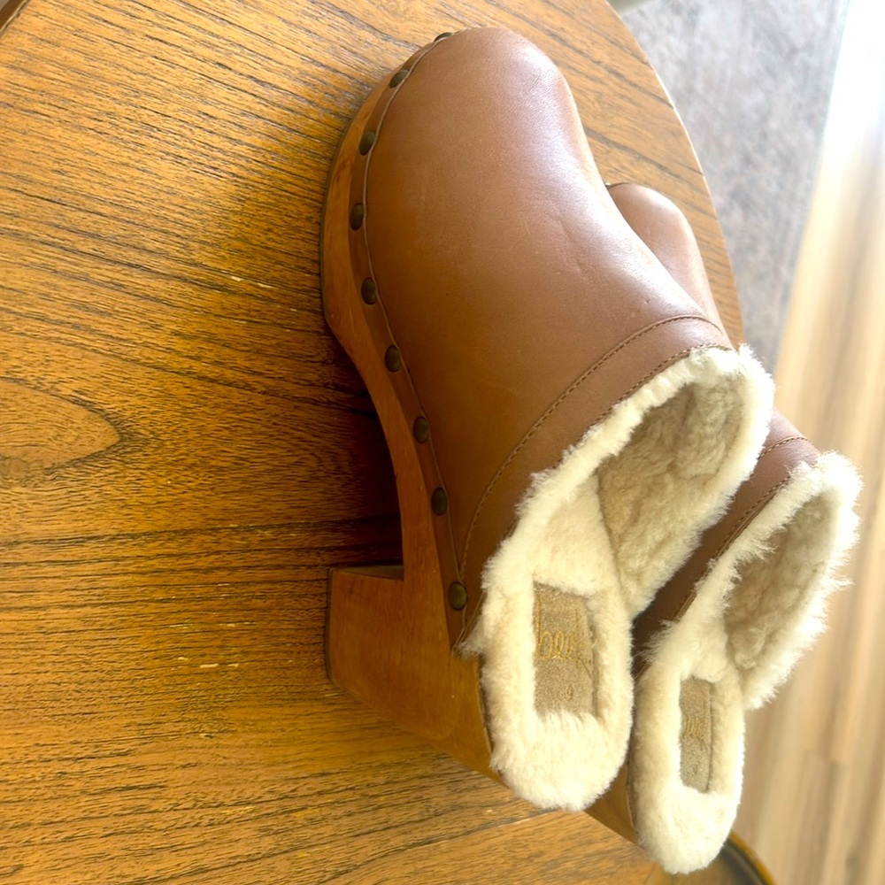 Beek Woodpecker Más Shearling Brown Heeled Clog 9